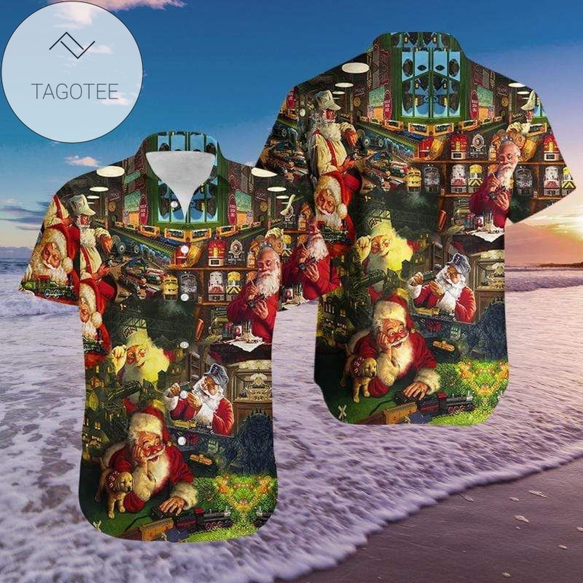 Order Santa Claus Love Guitar Hawaiian Aloha Shirts