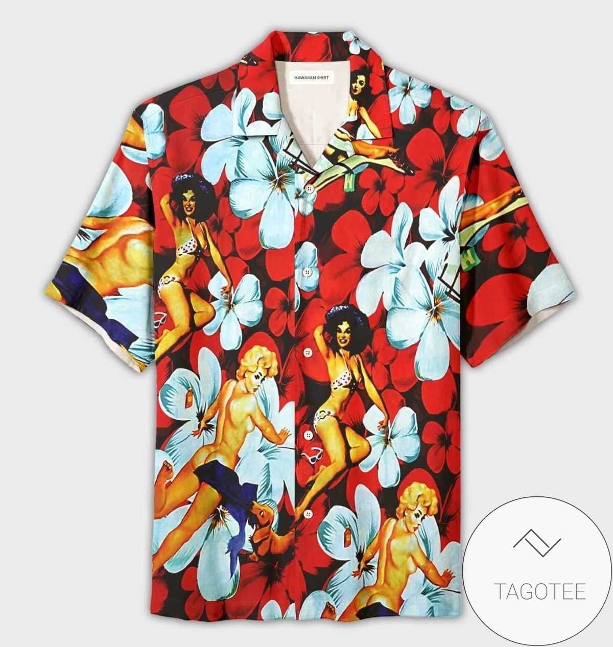 Order Sexy Girls Retro Orange Tropical Hawaiian Aloha Shirts Dh