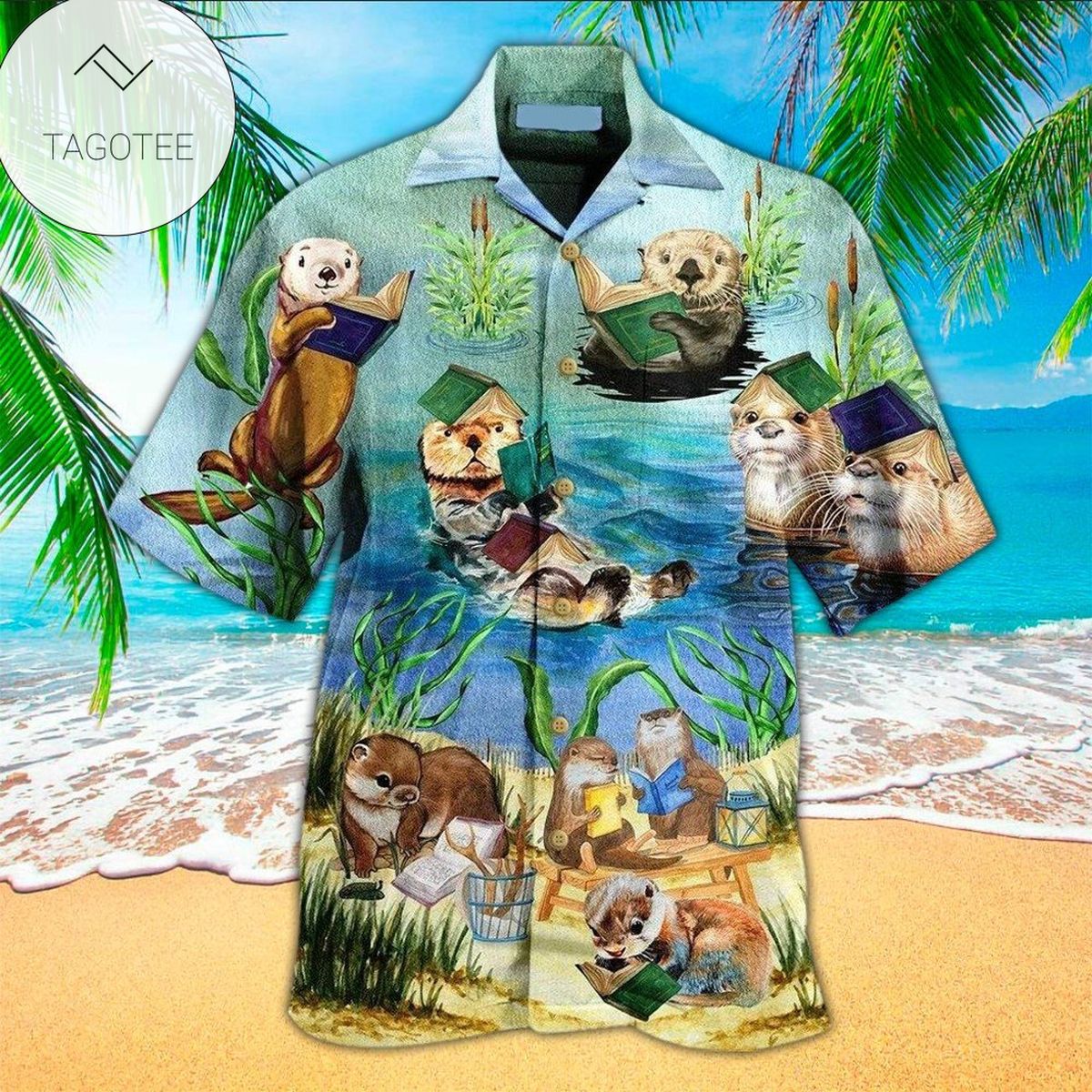 Otter For Men And Women Graphic Print Short Sleeve Hawaiian Casual Shirt