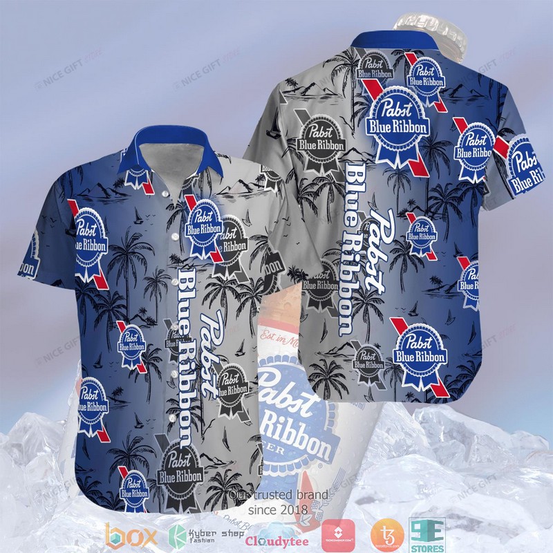 Pabst Blue Ribbon American flag Hawaiian shirt