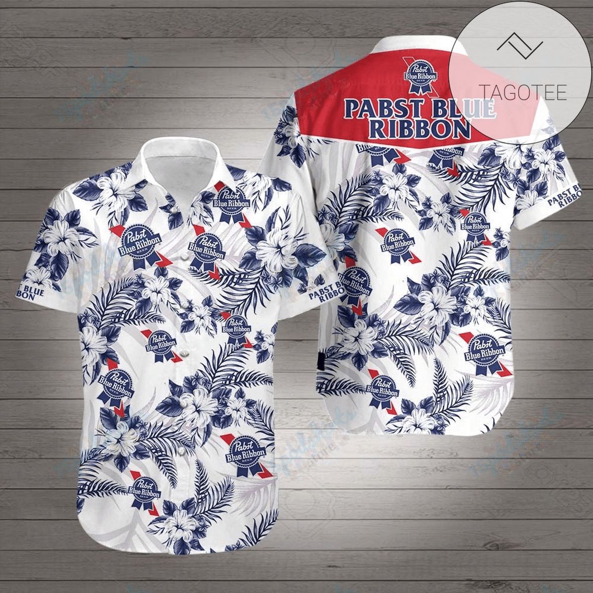 Pabst Blue Ribbon All Over Print 3D Hawaiian Shirt – American Flag Color