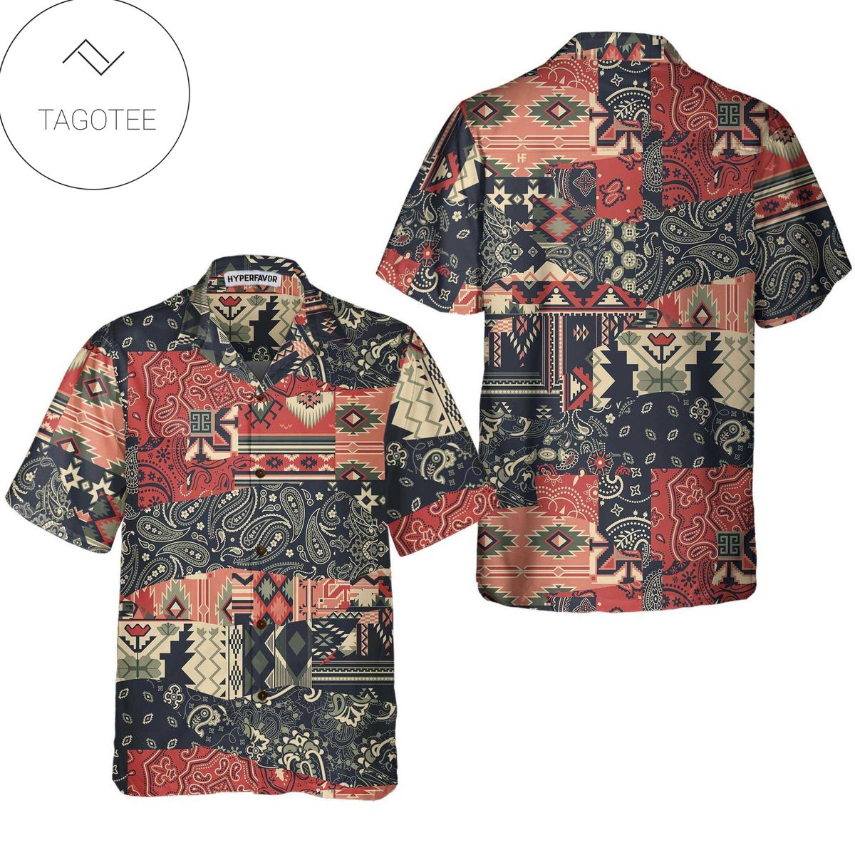 Paisley Tropical Leaves Hippie Hawaiian Shirt