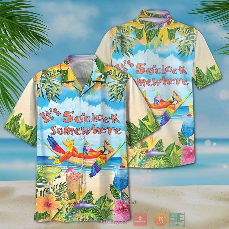 Parrot It’s 5 O’clock Somewhere Short Sleeve Hawaiian shirt