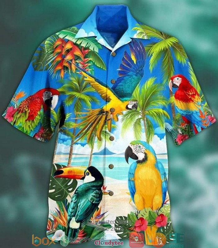 Parrot Hibiscus Short Sleeve Hawaiian Shirt