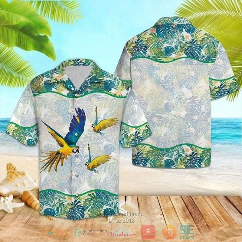 Parrot Tropical Flowers Short Sleeve Hawaiian shirt