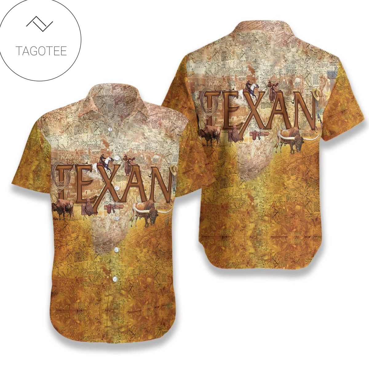 Patriotic Texas Map Hawaiian Shirt