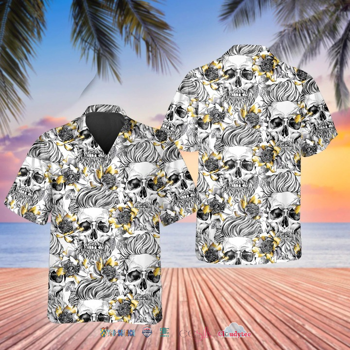 Pattern White Skull Hawaiian Shirt