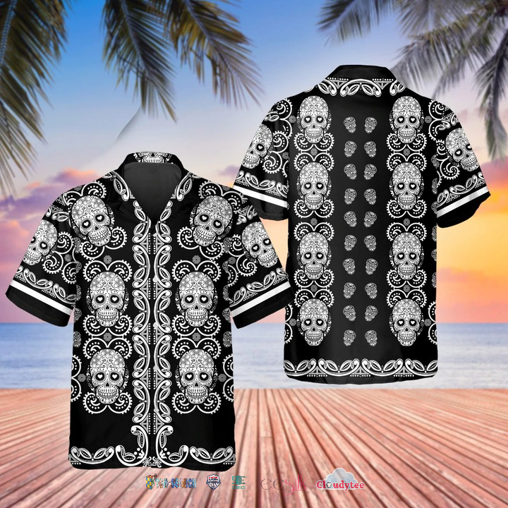 Pattern Flower Skull Hawaiian Shirt