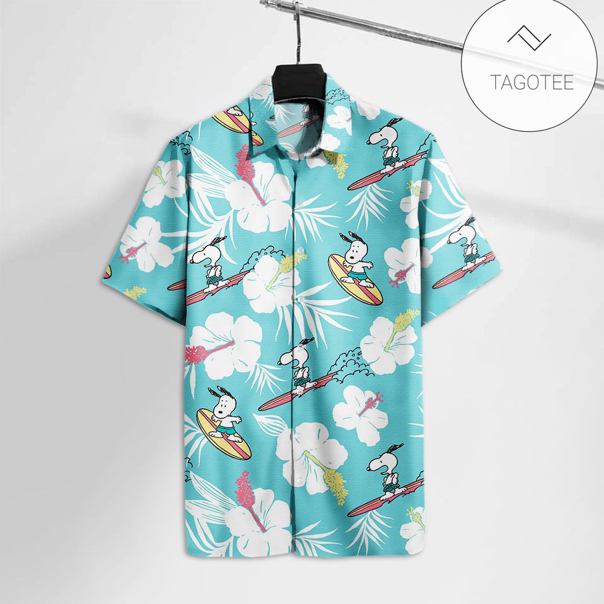 Peanuts charlie brown and snoopy 2 Print Short Sleeve Hawaiian Casual Shirt