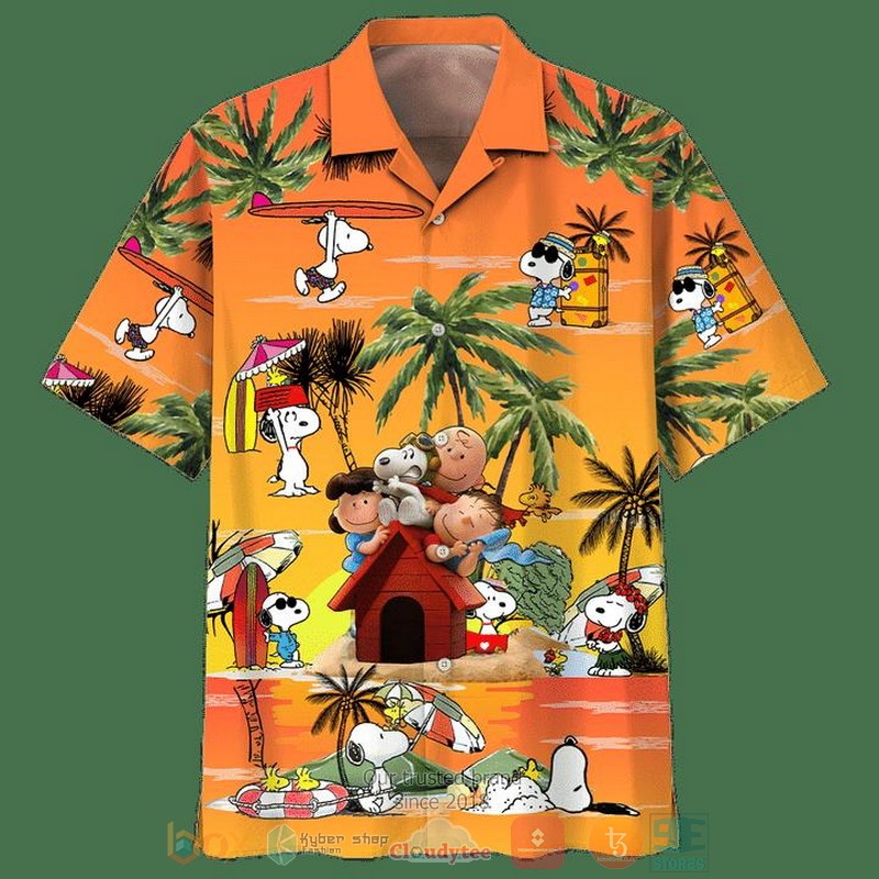 Peanuts snoopy siblings Print Short Sleeve Hawaiian Shirt