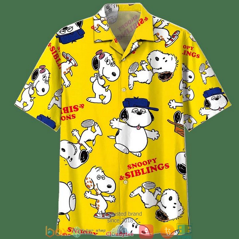 Peanuts Charlie Brown and Snoopy orange Hawaiian Shirt