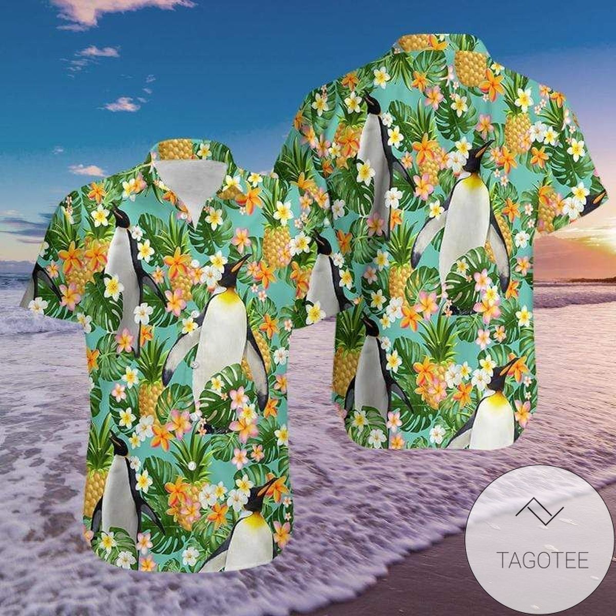 Penguin Tropical Summer Hawaiian Aloha Shirts H