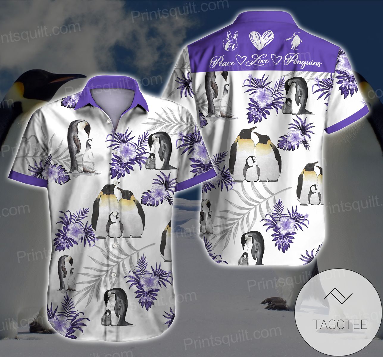 Penguins Lovers Hawaiian Graphic Print Short Sleeve Hawaiian Casual Shirt