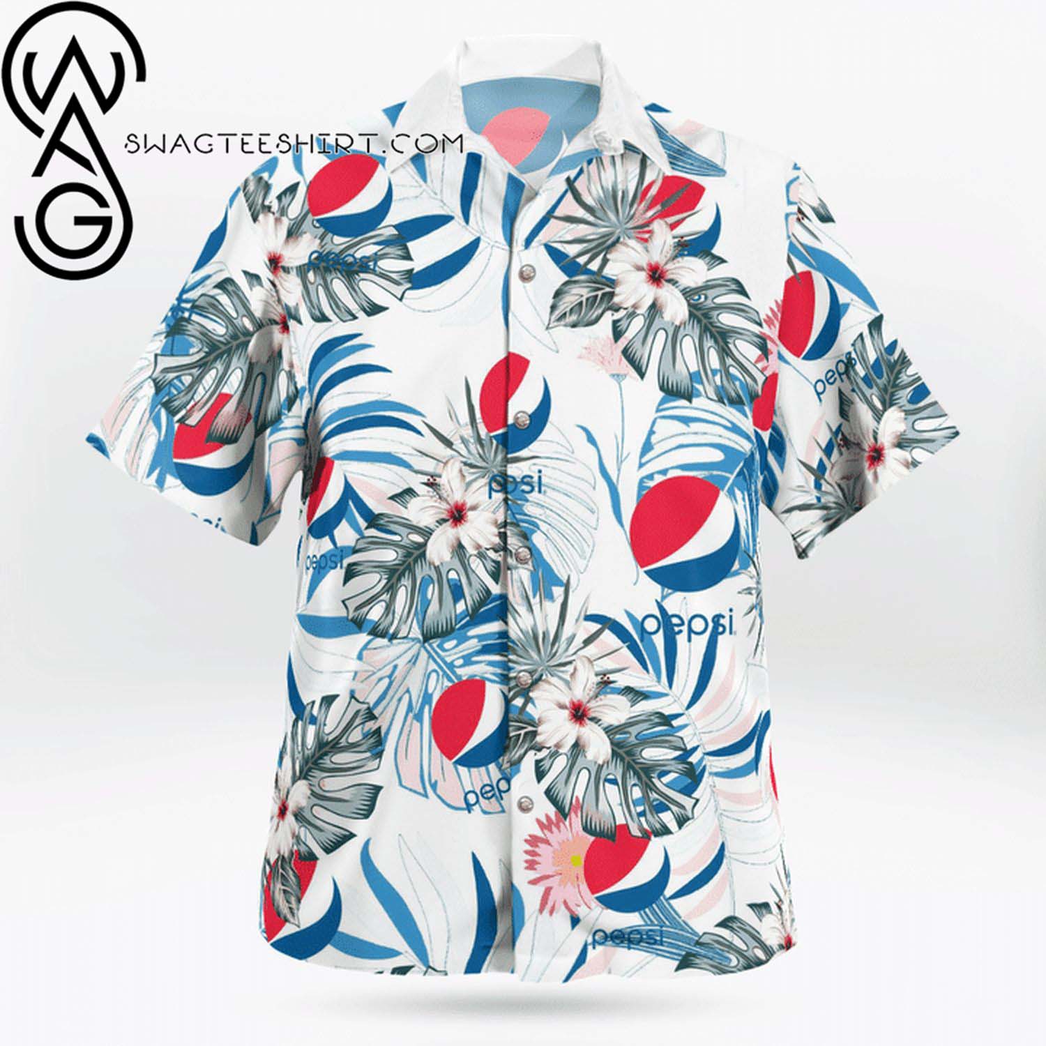 Pepsi USA Flag Cross Stitch All Over Print Summer Vacation Hawaiian Shirt