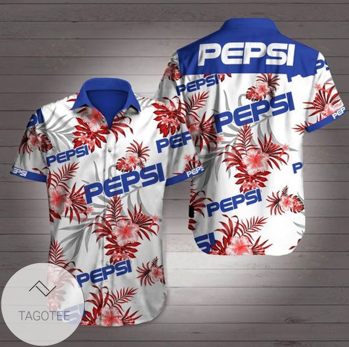 Pepsi Hawaiian III Graphic Print Short Sleeve Hawaiian Casual Shirt