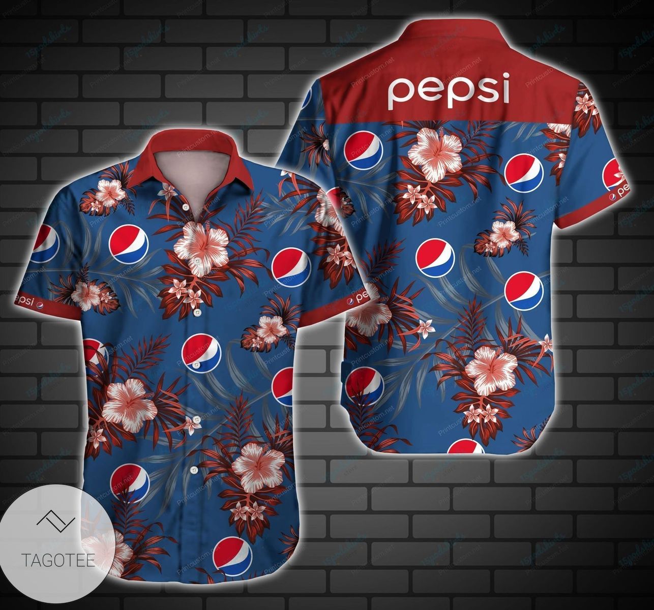 Pepsi Hawaiian III Graphic Print Short Sleeve Hawaiian Casual Shirt