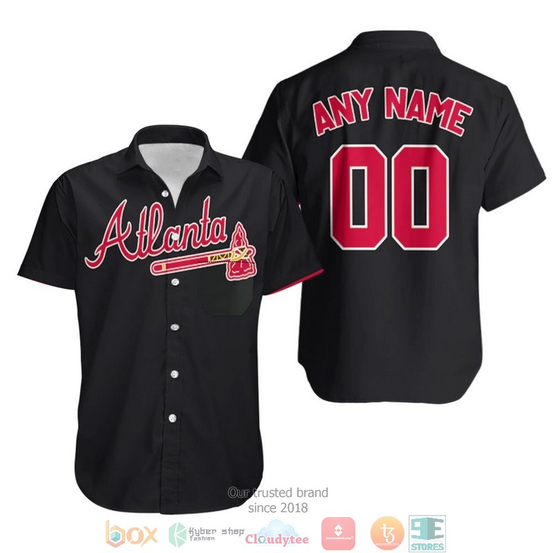 Personalized Atlanta Braves Majestic 2019 Alternate Black Team Jersey Inspired Style Hawaiian Shirt