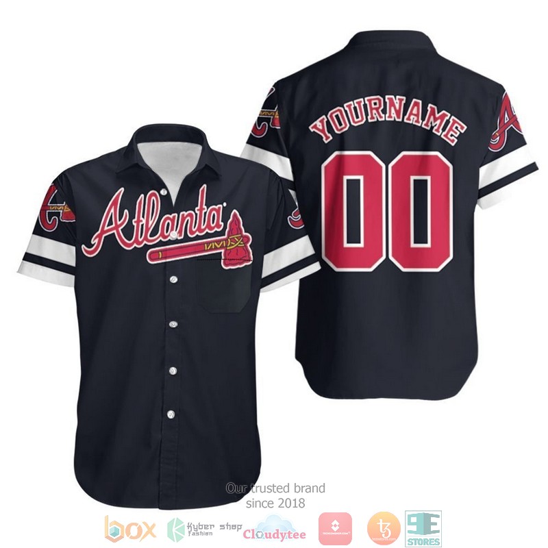 Personalized Atlanta Braves Majestic 2019 Alternate Navy Black Jersey Inspired Hawaiian Shirt