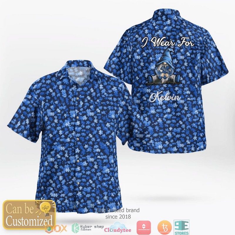 Personalized Autism Awareness Day Blue Puzzle I Wear Blue For custom Hawaiian Shirt