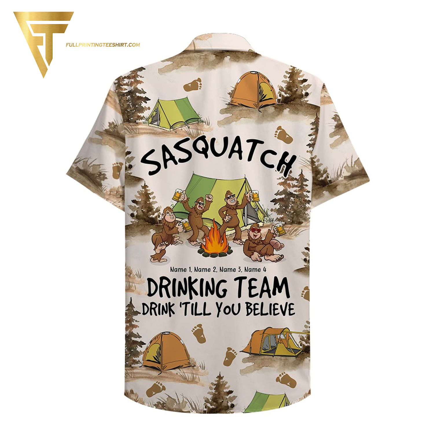 Personalized Camping Bigfoot Drunkest Bunch Of Assholes Full Printing Hawaiian Shirt