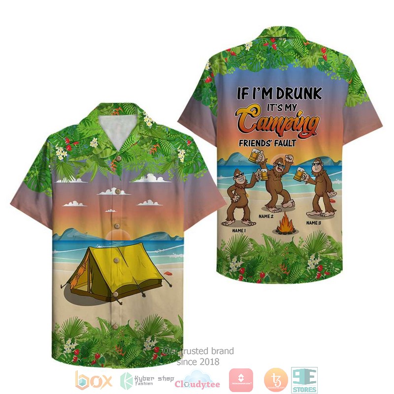 Personalized Camping Bigfoot Sasquatch Drinking Team Drink Till You Believe Hawaiian Shirt