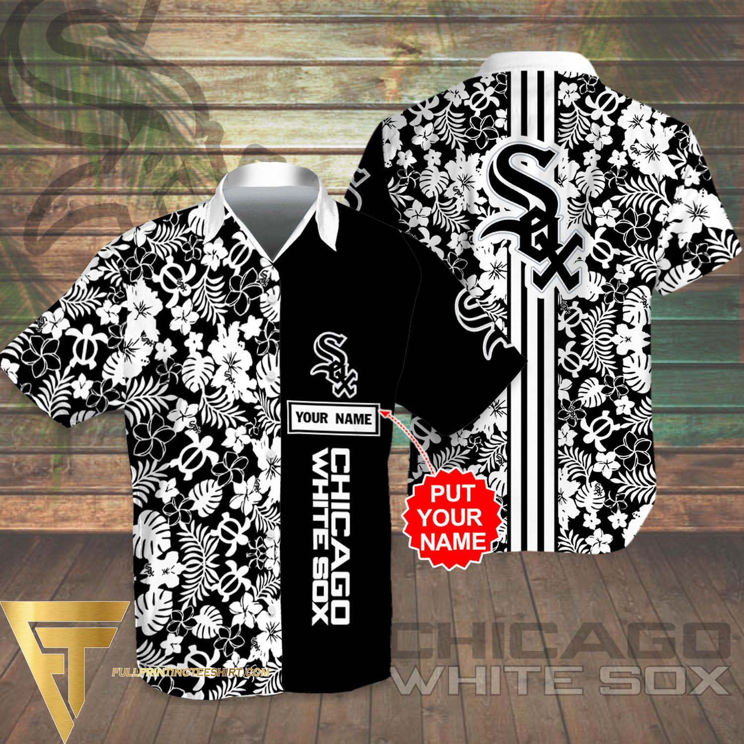 Personalized Chicago White Sox All Over Print Summer Floral Aloha Summer Hawaiian Beach Shorts Version Black