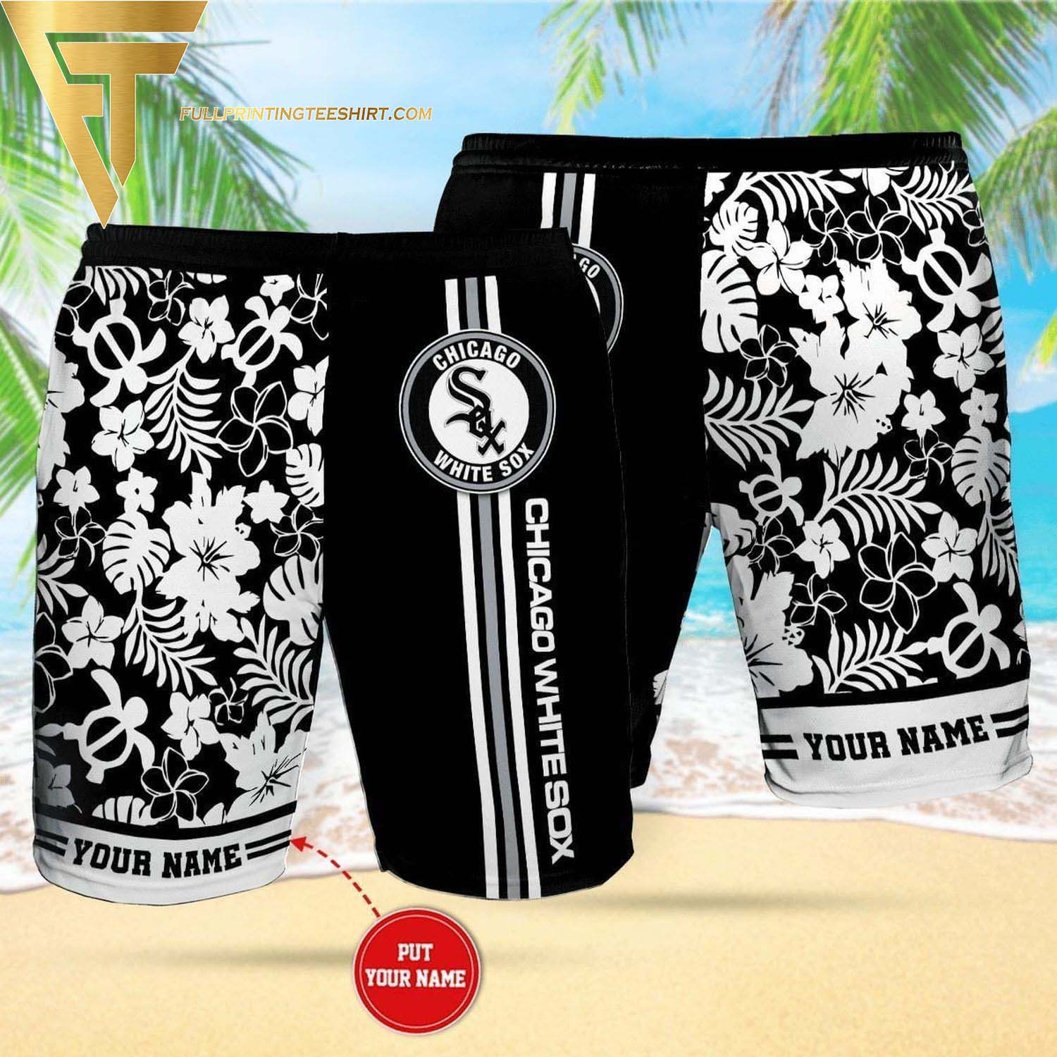 Personalized Chicago White Sox All Over Print Summer Floral Aloha Summer Beach Hawaiian Shirt And Beach Shorts Version Black