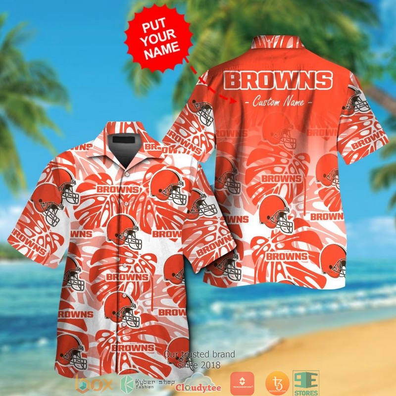 Personalized Cleveland Browns Monstera deliciosa Hawaiian shirt, short