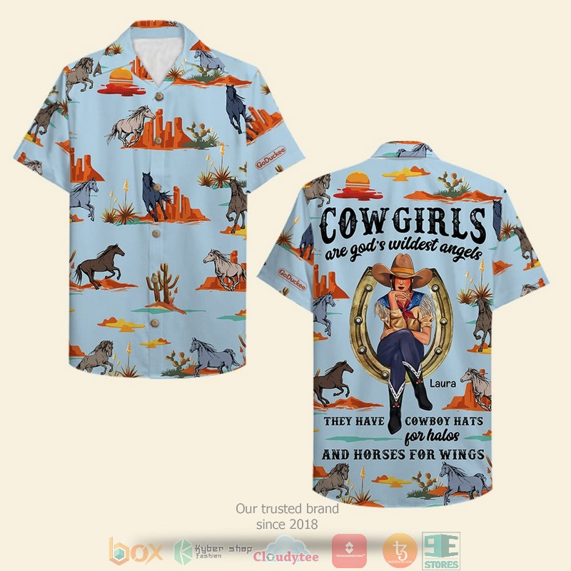 Personalized Cowgirl Horse Pattern Cowgirls Are God’s Wildest Angels Hawaiian Shirt