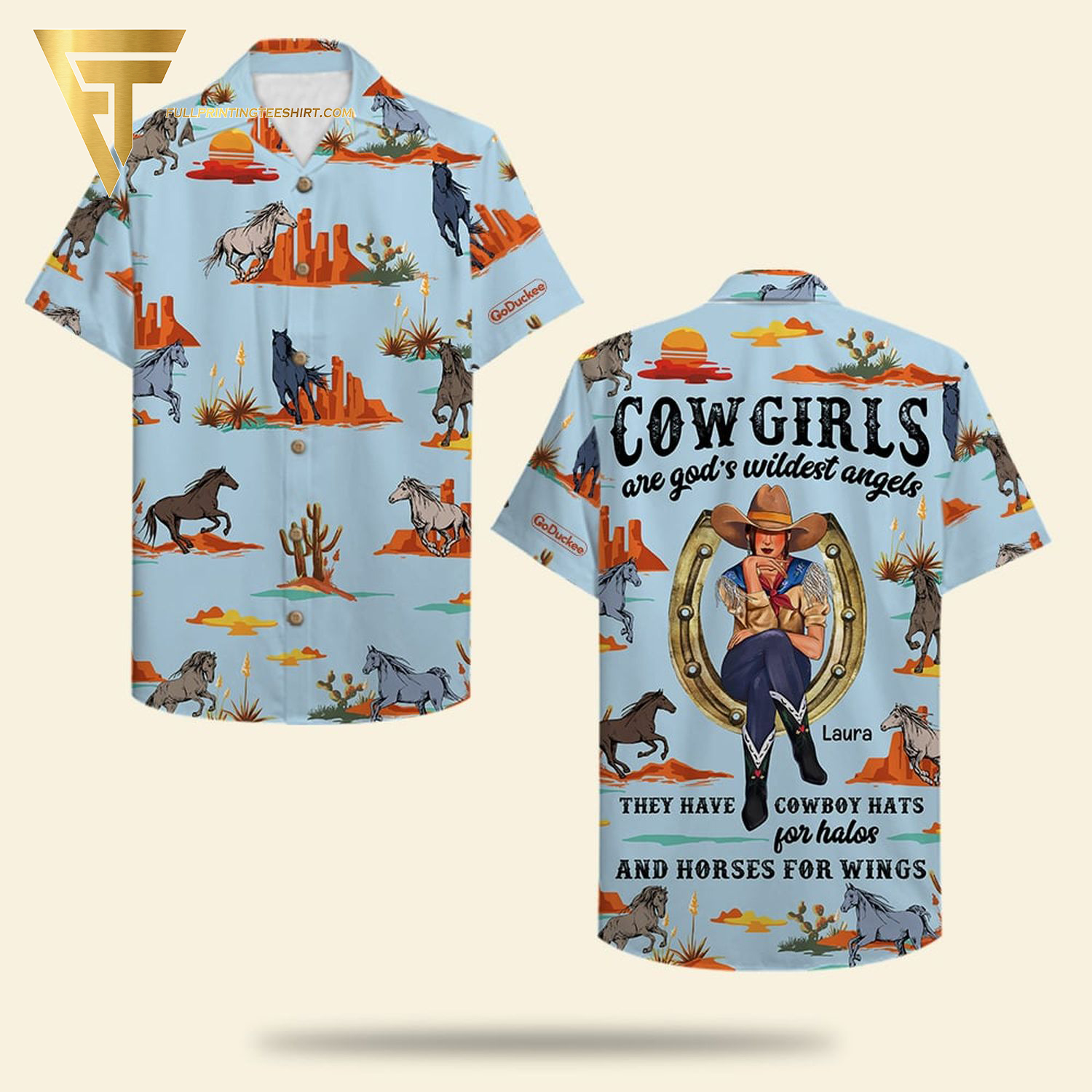 Personalized Cowgirls Are God’s Wildest Angels Full Printing Hawaiian Shirt