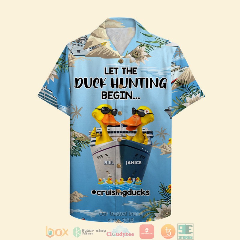 Personalized Cruising Duck Couple Making Waves On The High Seas Hawaiian Shirt