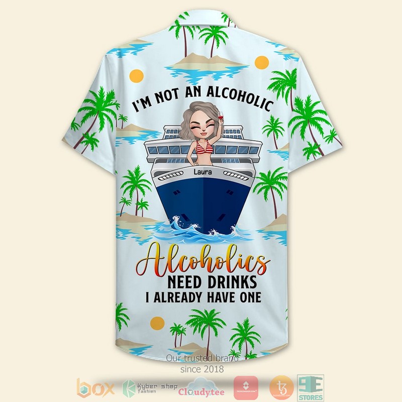 Personalized Cruising Girl Hand Me On The Booze Palm Tree Pattern Hawaiian Shirt