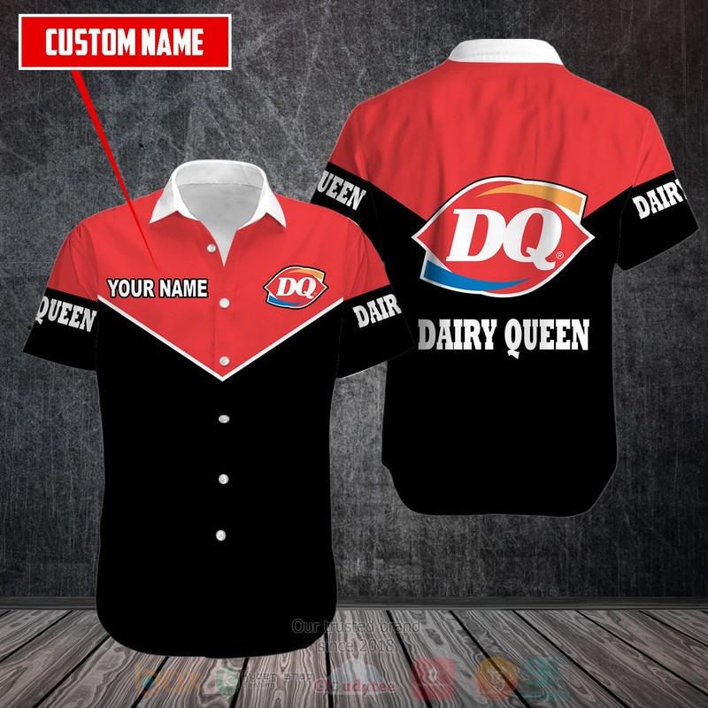 Personalized Dairy Queen black red custom Hawaiian shirt