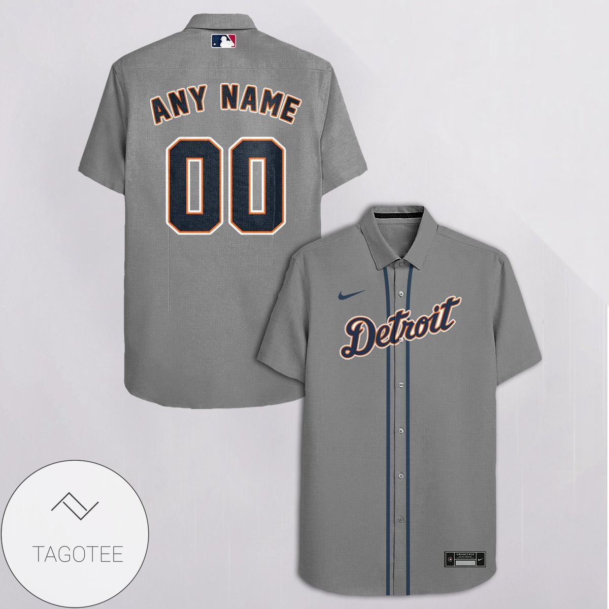 Personalized Detroit Tigers All Over Print 3D Hawaiian Shirt – Gray