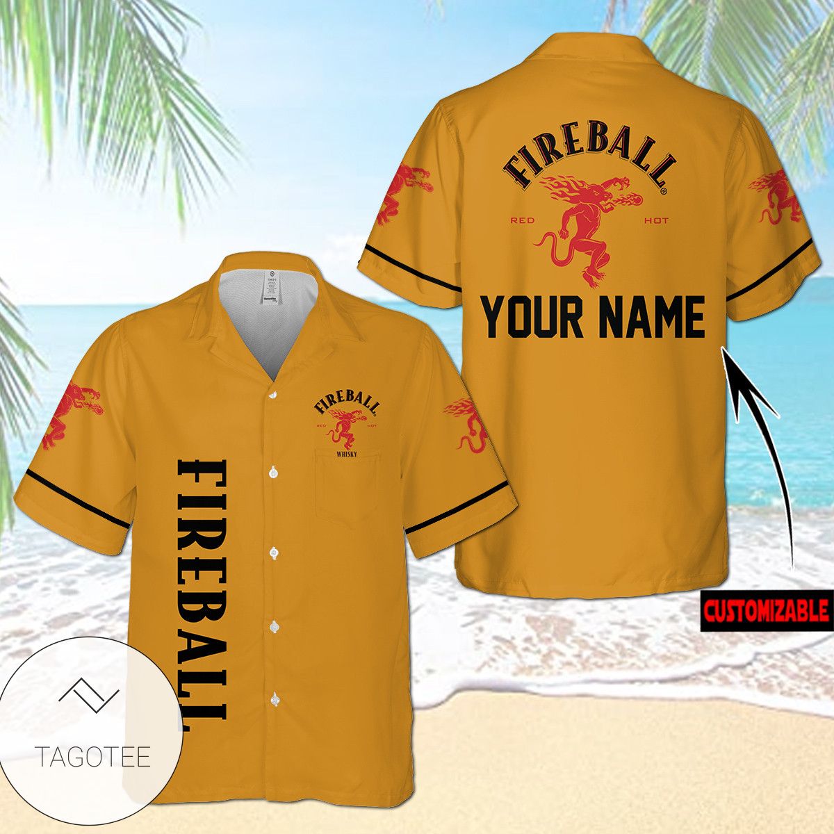 Personalized Fireball US Flag Hawaiian Shirt