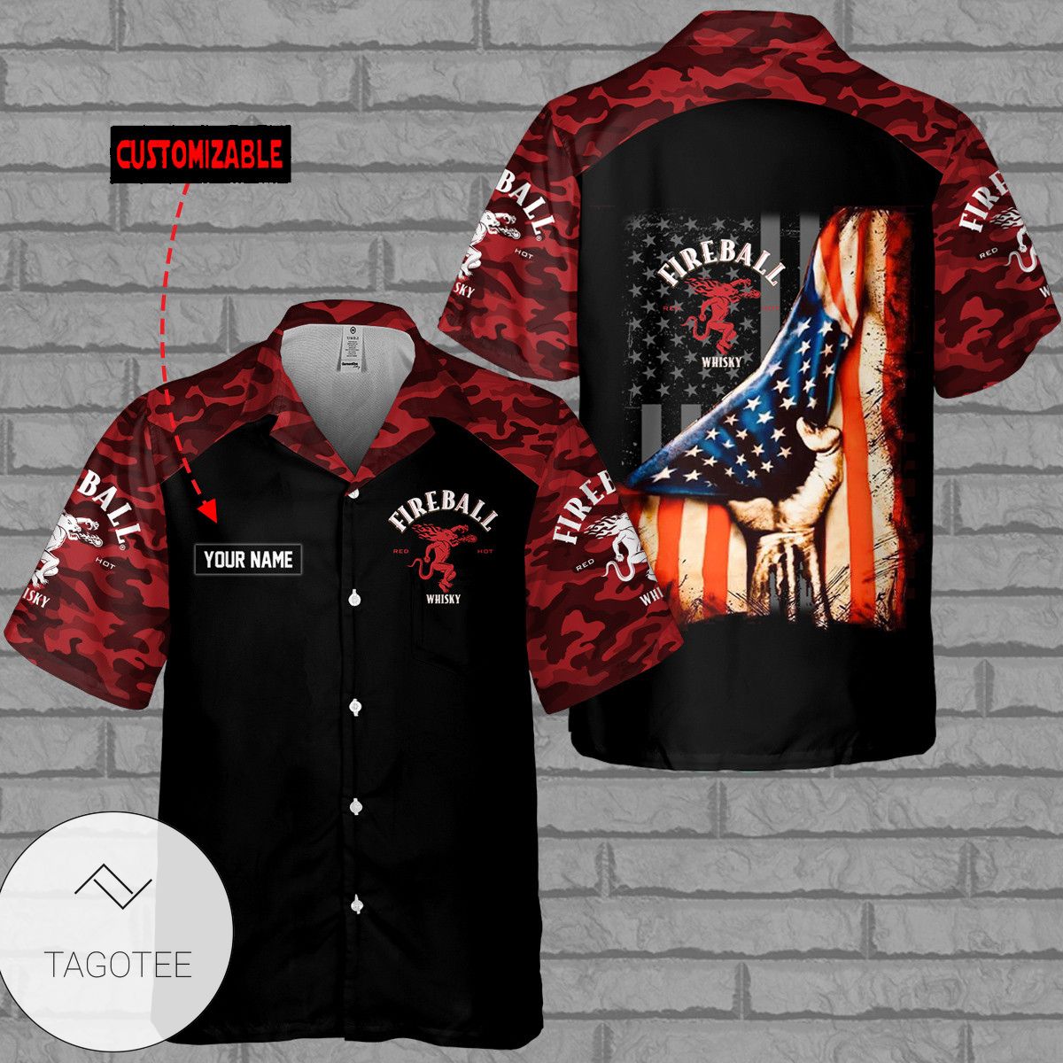 Personalized Fireball Whiskey Hawaiian Shirt