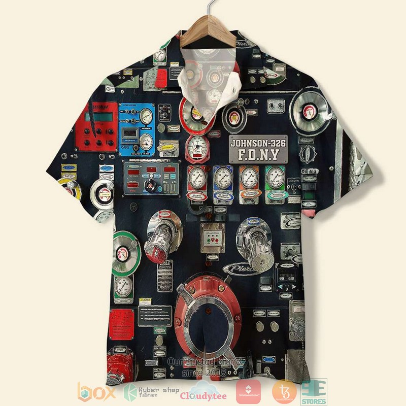 Personalized Firefighter Modern Fire Truck Water Pumping System Hawaiian Shirt