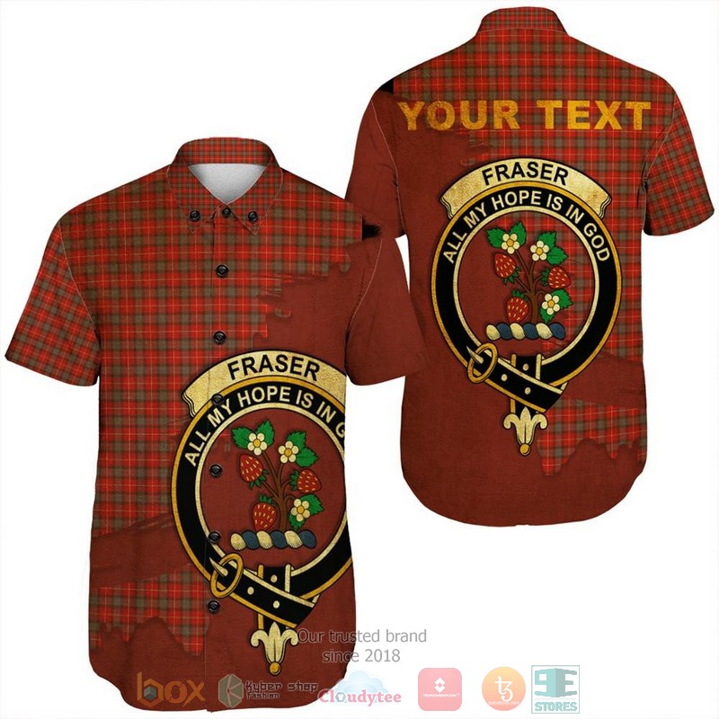 Personalized Fraser Weathered Tartan Crest Custom Hawaiian Shirt