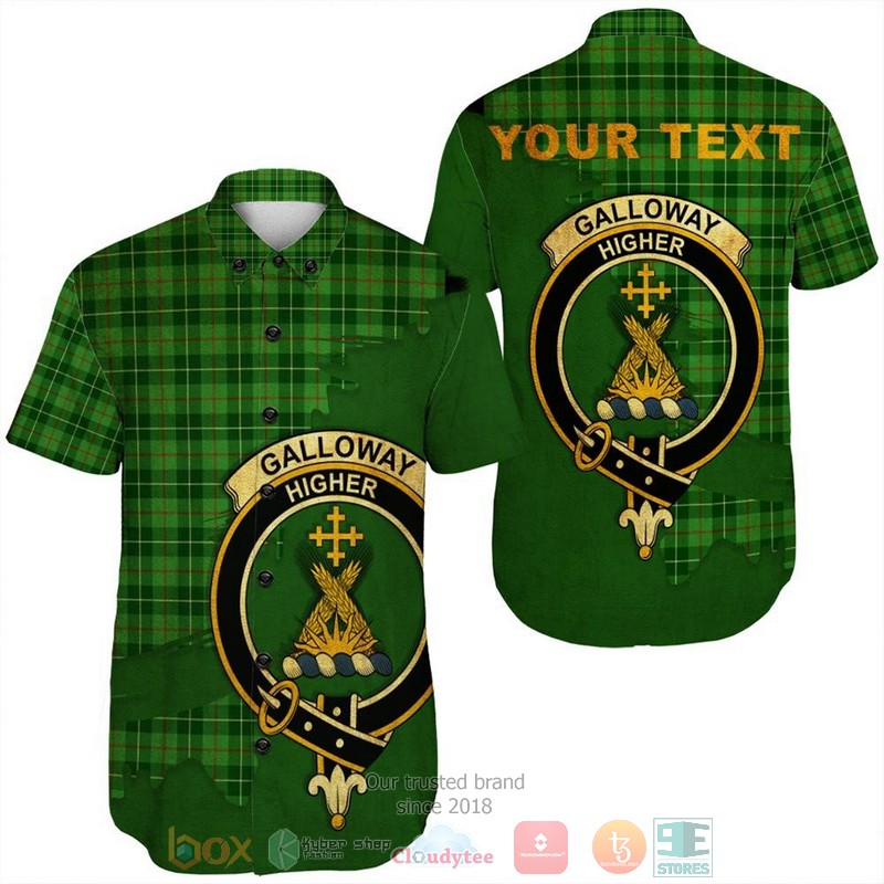 Personalized Galloway District Tartan Crest Custom Hawaiian Shirt