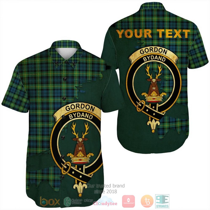 Personalized Gordon Dress Modern Tartan Crest Custom Hawaiian Shirt