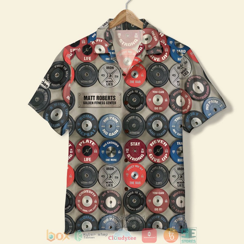 Personalized Gym Barbell Pattern custom Hawaiian Shirt