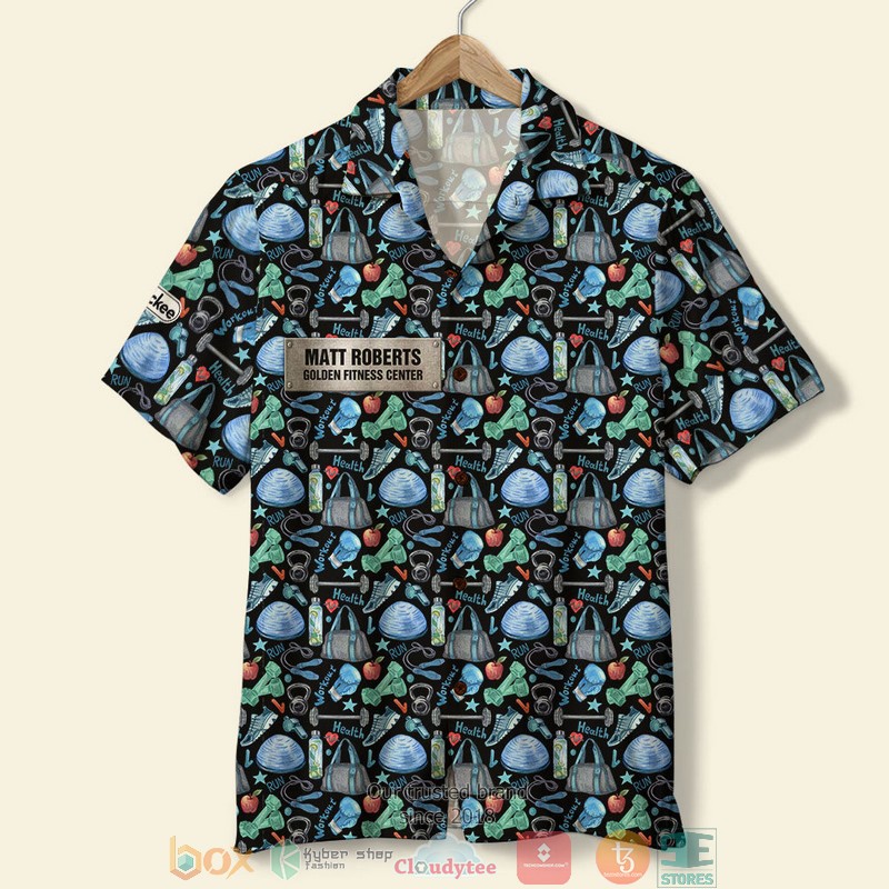 Personalized Gym Barbell Pattern Hawaiian Shirt