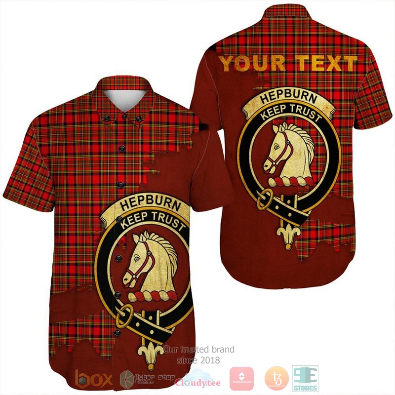 Personalized Hepburn Tartan Crest Custom Hawaiian Shirt