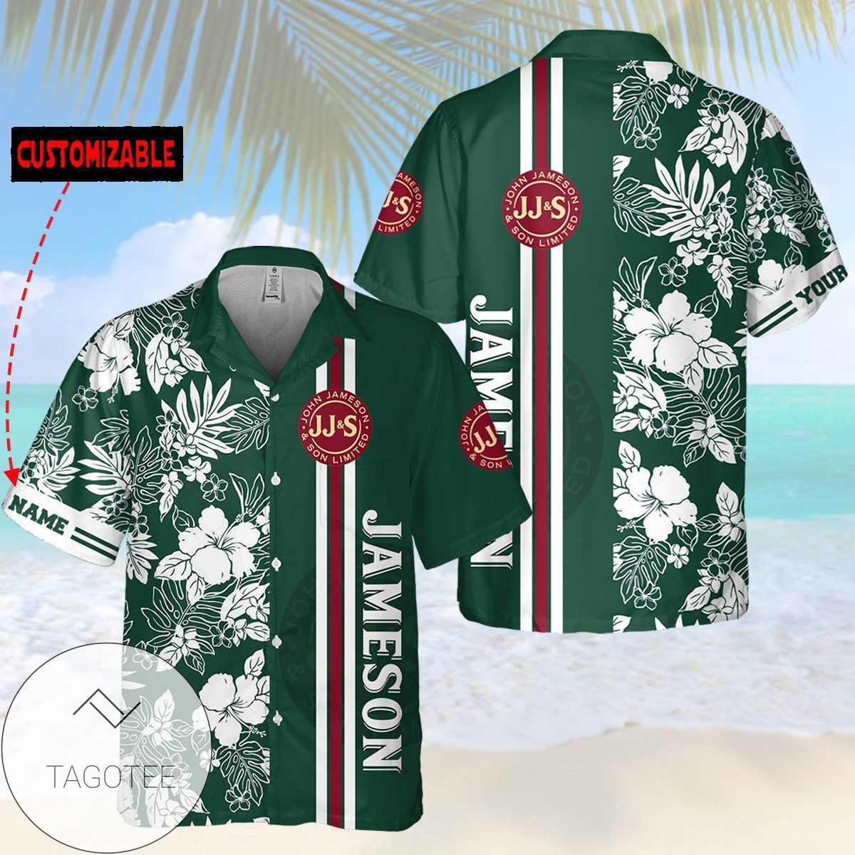 Personalized Jameson Irish Whiskey US Flag Hawaiian Shirt