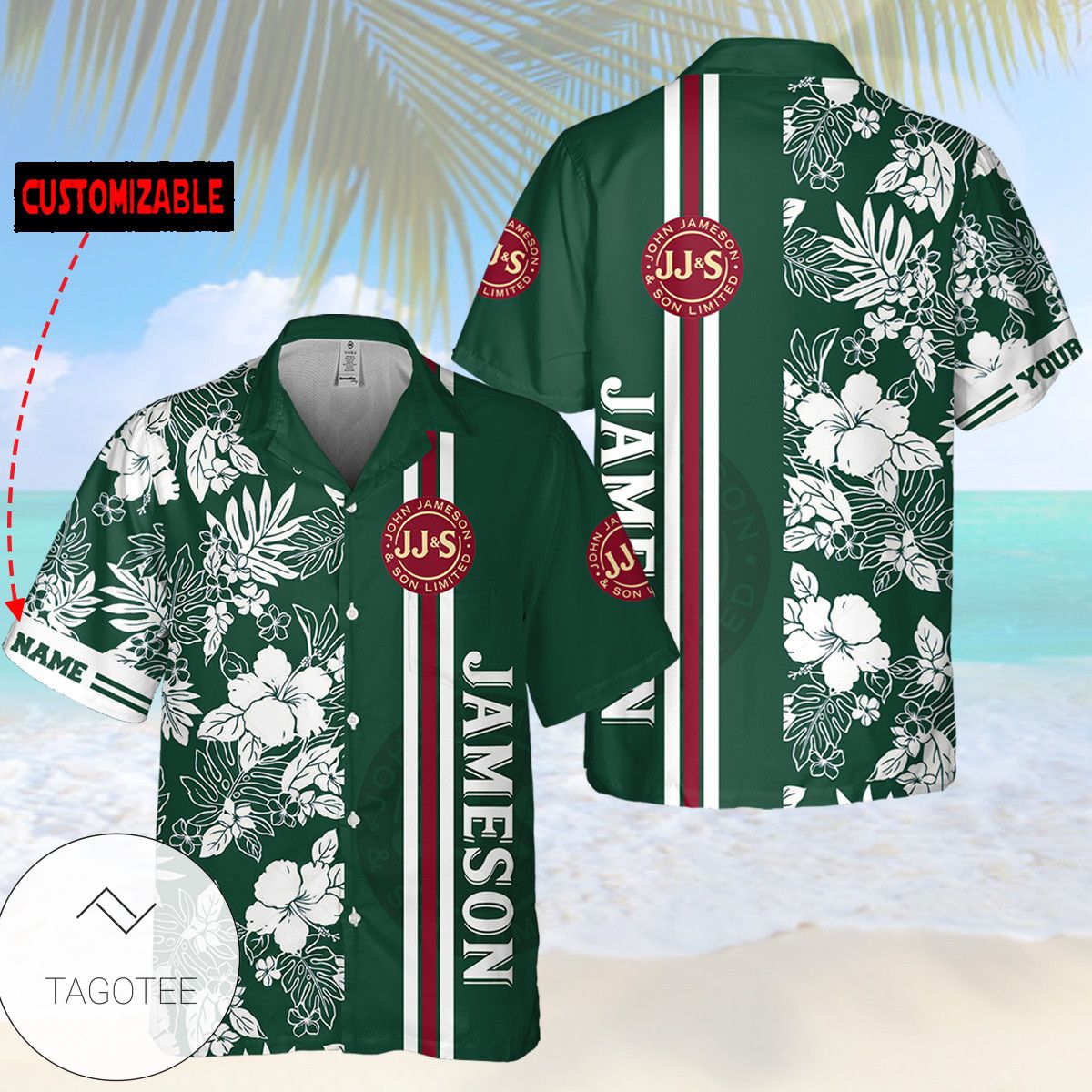 Personalized Jameson Irish Whiskey US Flag Hawaiian Shirt