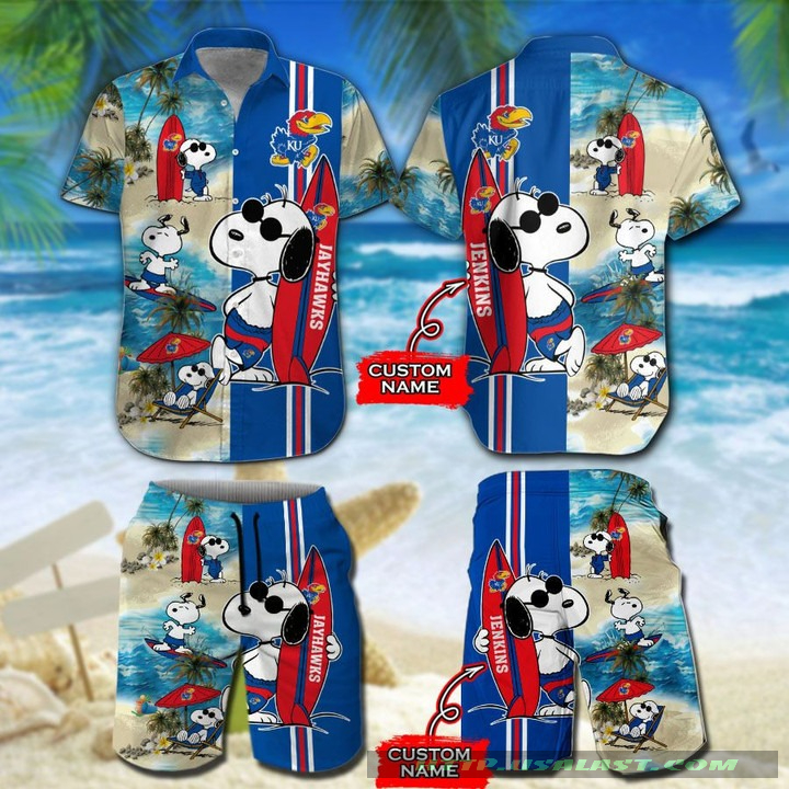 Personalized Kansas State Wildcats Snoopy Surfing Hawaiian Shirt