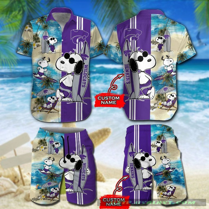 Personalized Kansas Jayhawks Snoopy Surfing Hawaiian Shirt