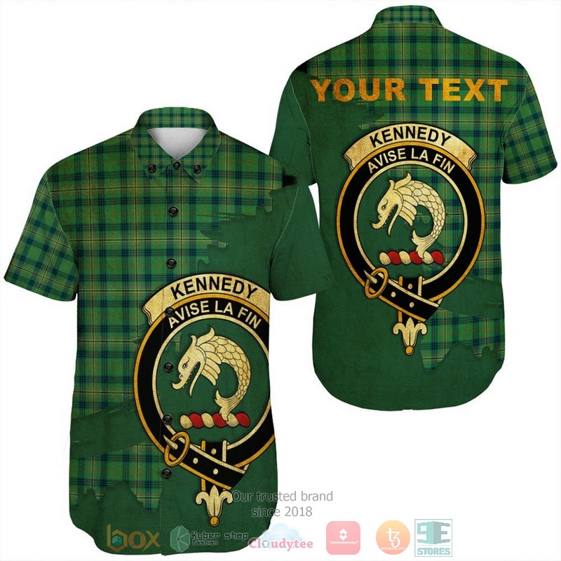 Personalized Kennedy Weathered Tartan Crest Custom Hawaiian Shirt