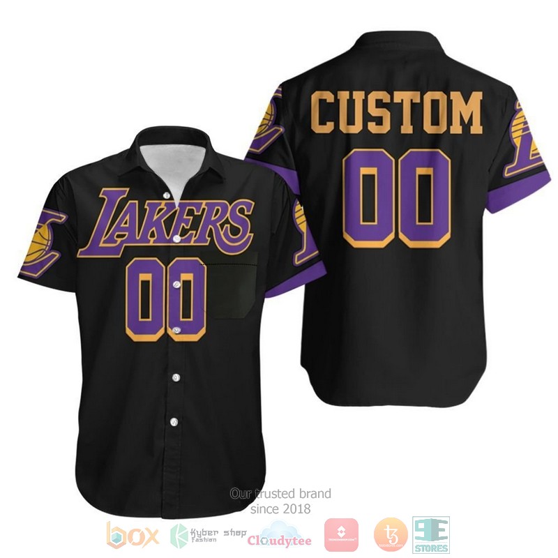 Personalized Los Angeles Lakers 2020-21 Custom Black Hawaiian Shirt