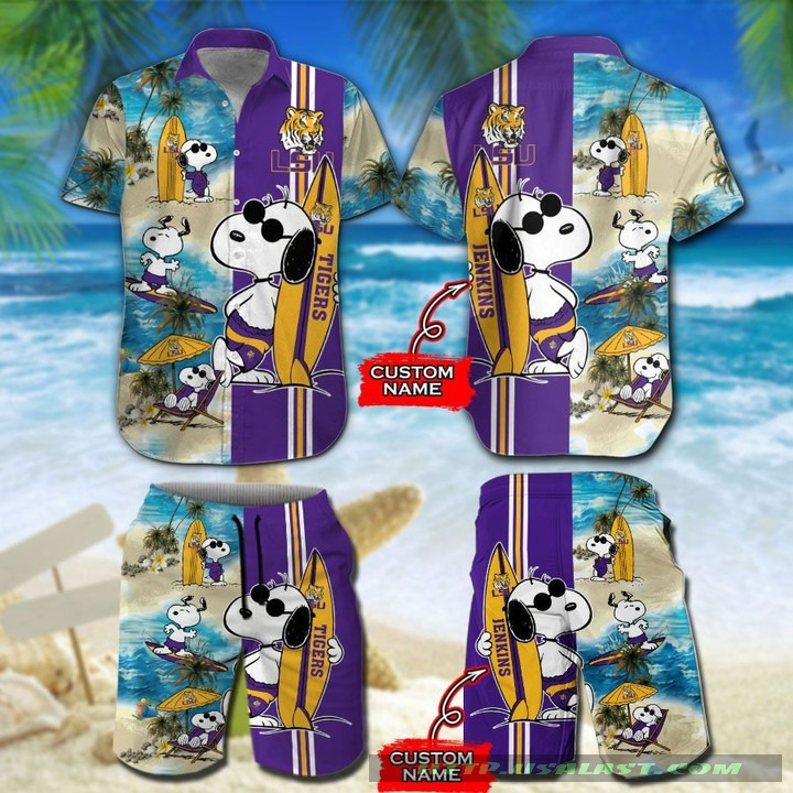 Personalized Louisville Cardinals Snoopy Surfing Hawaiian Shirt